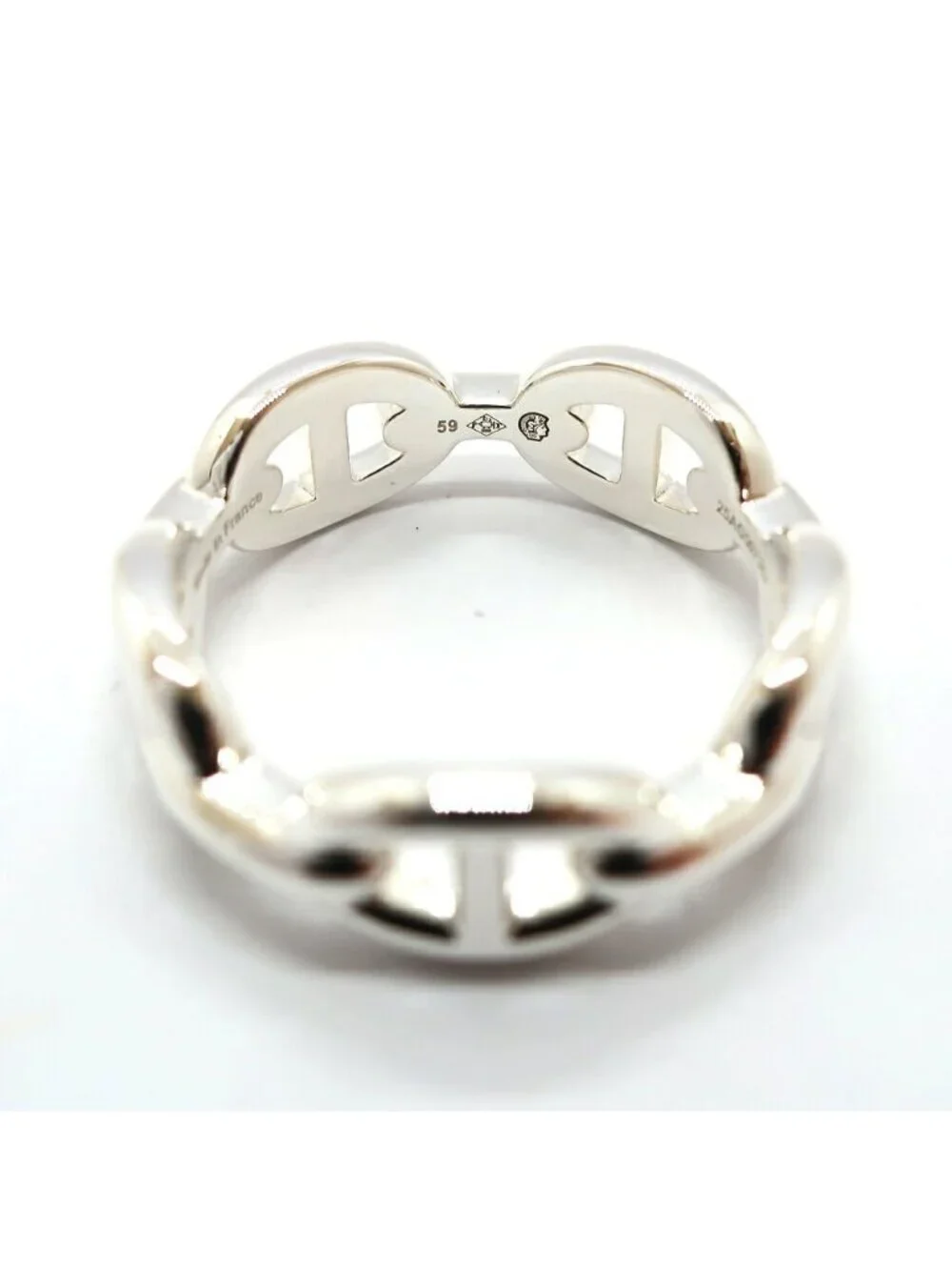 Hermes Heaven Chaine D'ancre Ring PM Small 59 Silver